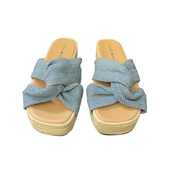 Lucky Brand Fabric Twist Square Toe Platform Espadrille Sandals - Picture 2 of 9